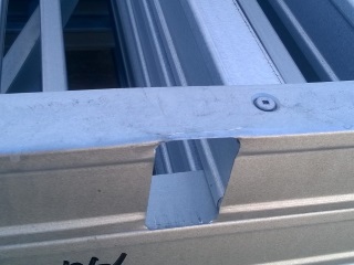 metal stud construction notched up or down